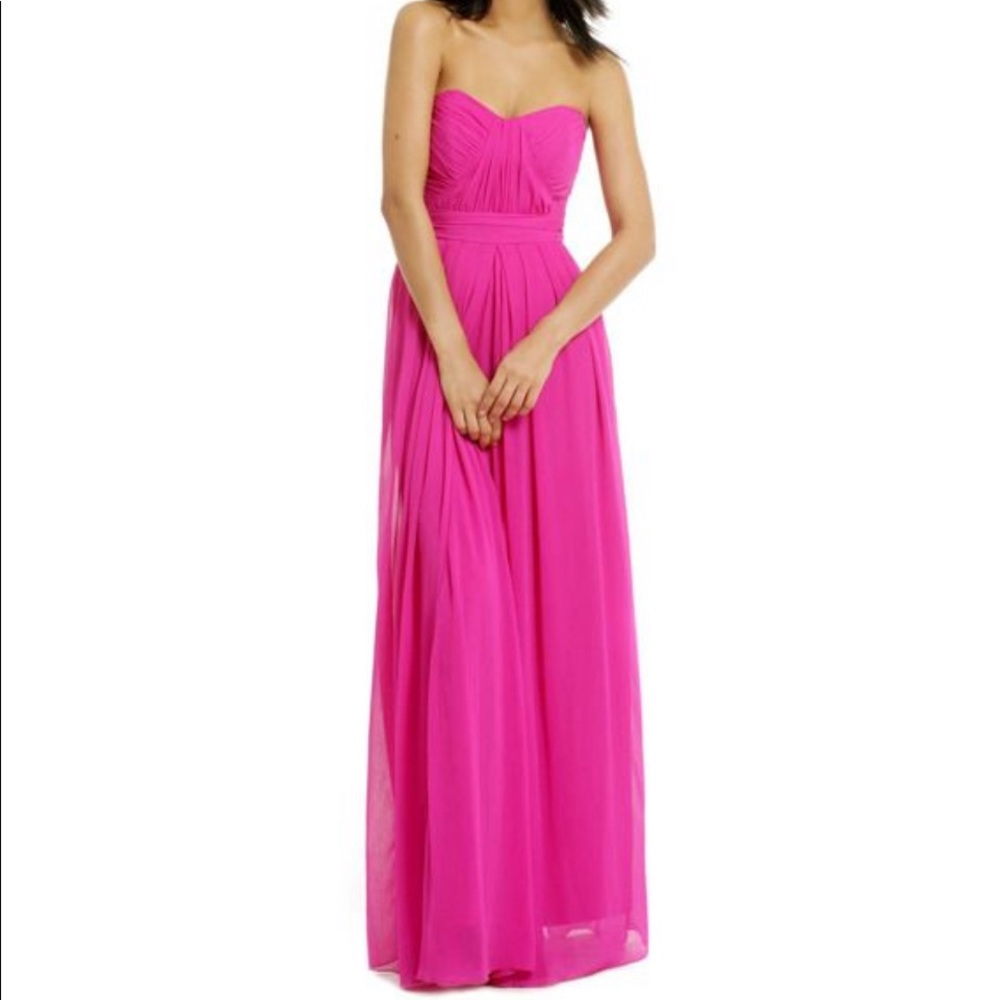 Badgley Mischka Fluorescent Chiffon Gown pink